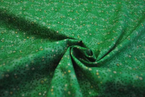 tissu coton vert à motifs jaune