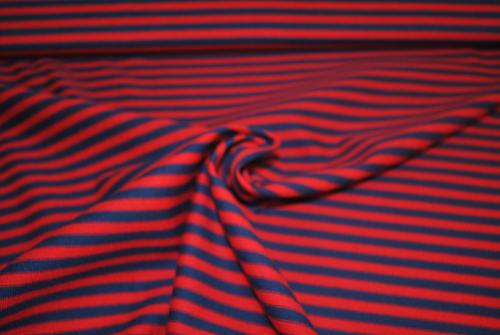 tissu jersey rayé rouge et bleu marine